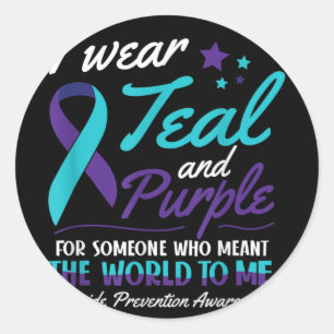 I Wear Teal And Purple Suicide Awareness Mental He Classic Round Sticker