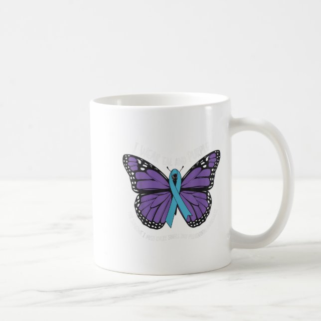I Wear Teal And Purple Suicide Awareness Mental He Coffee Mug (Right)