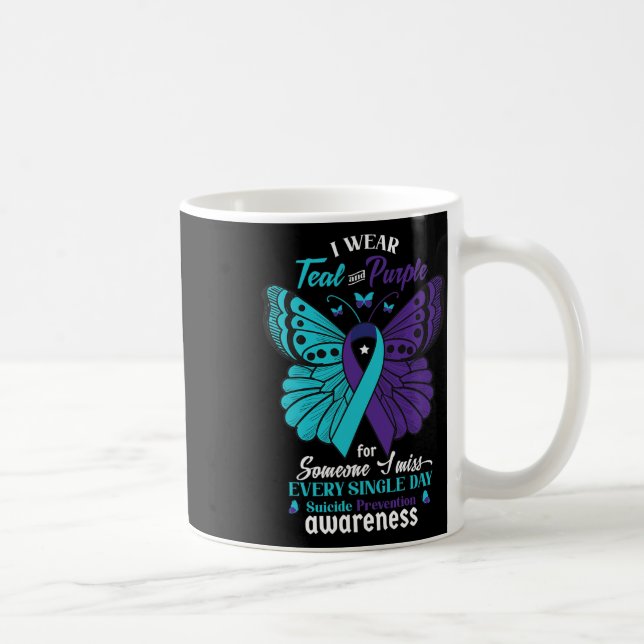 I Wear Teal And Purple Suicide Awareness Mental He Coffee Mug (Right)