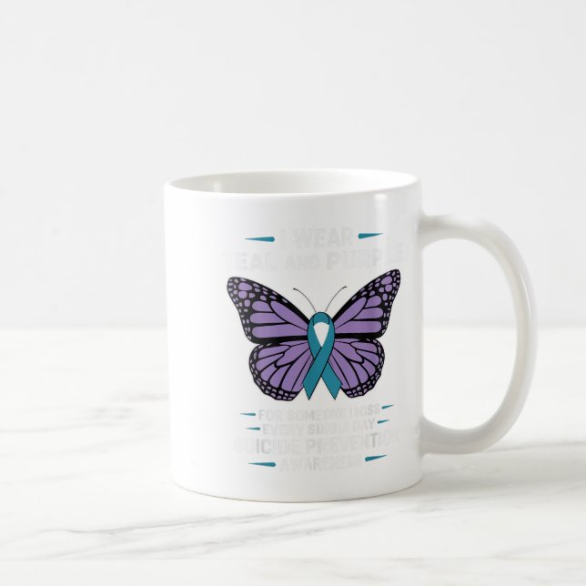 I Wear Teal And Purple Suicide Awareness Mental He Coffee Mug (Right)