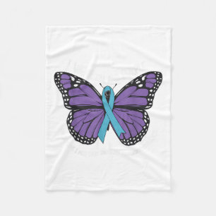 I Wear Teal And Purple Suicide Awareness Mental He Fleece Blanket