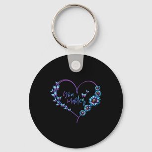 I Wear Teal And Purple Suicide Awareness Mental He Key Ring