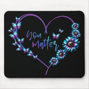 I Wear Teal And Purple Suicide Awareness Mental He Mouse Pad