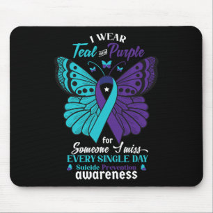 I Wear Teal and Purple Suicide Awareness Mental He Mouse Pad