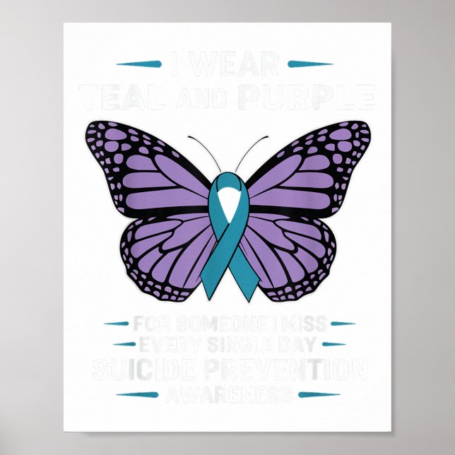 I Wear Teal And Purple Suicide Awareness Mental He Poster (Front)