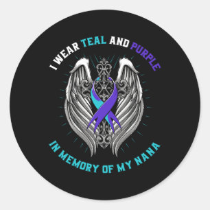 I Wear Teal And Purple Suicide Awareness Nana Cros Classic Round Sticker