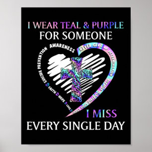 I Wear Teal And Purple Suicide Awareness Ribbon Cr Poster