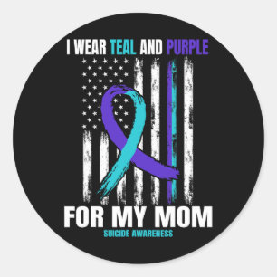 I Wear Teal And Purple Suicide Awareness Shirt Mum Classic Round Sticker