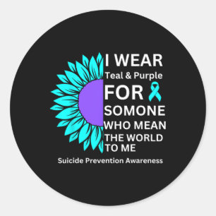 I Wear Teal And Purple Suicide Prevention Awarenes Classic Round Sticker
