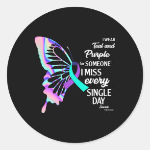 I Wear Teal And Purple Suicide Prevention Awarenes Classic Round Sticker