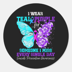 I Wear Teal And Purple Suicide Prevention Awarenes Classic Round Sticker