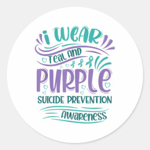 I Wear Teal And Purple Suicide Prevention Awarenes Classic Round Sticker