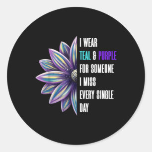 I Wear Teal And Purple Suicide Prevention Awarenes Classic Round Sticker