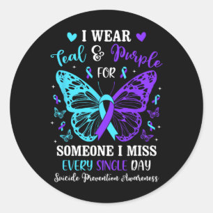 I Wear Teal And Purple Suicide Prevention Awarenes Classic Round Sticker