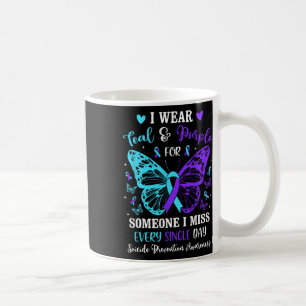 I Wear Teal And Purple Suicide Prevention Awarenes Coffee Mug