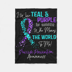 I Wear Teal And Purple Suicide Prevention Awarenes Fleece Blanket