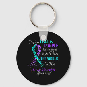 I Wear Teal And Purple Suicide Prevention Awarenes Key Ring