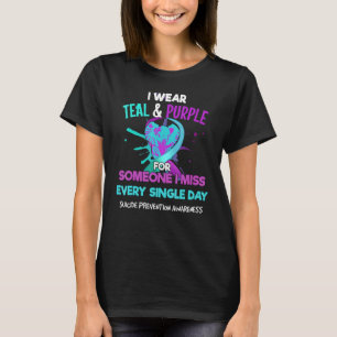 I Wear Teal And Purple Suicide Prevention Awarenes T-Shirt