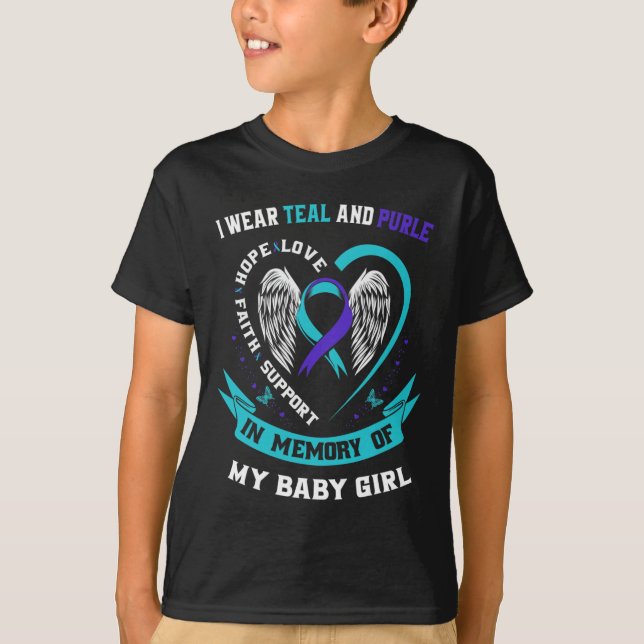 I Wear Teal and Purple Suicide Prevention T-Shirt (Front)
