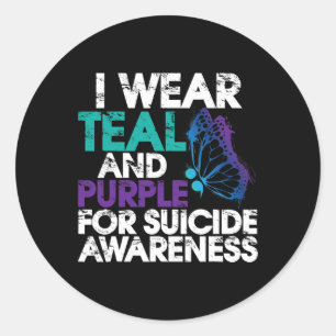 I Wear Teal And Purple Support Suicide Awareness 1 Classic Round Sticker