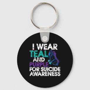 I Wear Teal and Purple Support Suicide Awareness 1 Key Ring