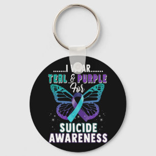 I Wear Teal and Purple Support Suicide Awareness Key Ring