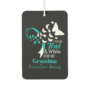 I Wear Teal And White My Grandma Cervical Cancer Car Air Freshener