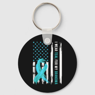 I Wear Teal For My Grandma Cervical Cancer Awarene Key Ring