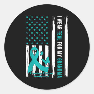 I Wear Teal For My Grandma Ovarian Cancer Awarenes Classic Round Sticker