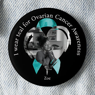 I Wear Teal for Ovarian Cancer Awareness Photo 6 Cm Round Badge