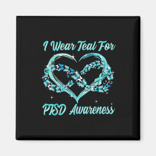 I Wear Teal For Ptsd Awareness Heart Butterfly  Magnet