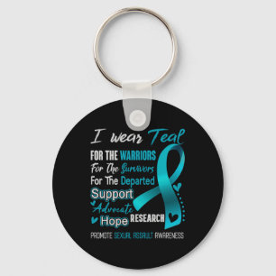 I Wear Teal For Ual Ault Awareness Comfort Colours Key Ring