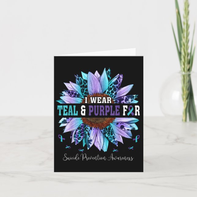 I Wear Teal Puple For Suicide Prevention Awareness Card (Front)