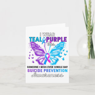 I Wear Teal Purple Butterfly Suicide Prevention Aw Card
