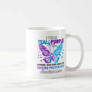 I Wear Teal Purple Butterfly Suicide Prevention Aw Coffee Mug