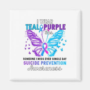 I Wear Teal Purple Butterfly Suicide Prevention Aw Magnet