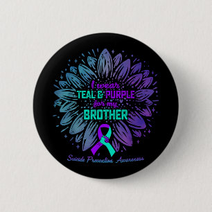 I Wear Teal Purple For Brother Suicide Prevention 6 Cm Round Badge