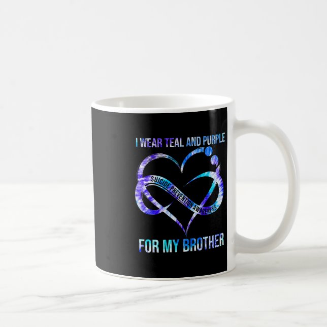 I Wear Teal Purple For Brother Suicide Prevention  Coffee Mug (Right)