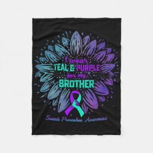 I Wear Teal Purple For Brother Suicide Prevention Fleece Blanket
