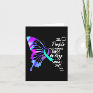 I Wear Teal Purple For Memorial Suicide Prevention Card