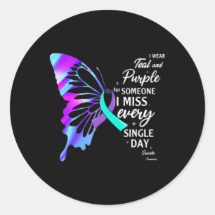 I Wear Teal Purple For Memorial Suicide Prevention Classic Round Sticker