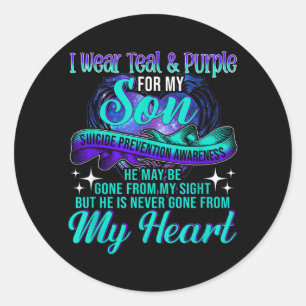 I Wear Teal Purple For My Son Prevention Awareness Classic Round Sticker