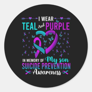 I Wear Teal Purple For My Son Suicide Prevention A Classic Round Sticker