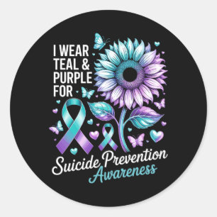 I Wear Teal Purple For Prevention Awareness Classic Round Sticker