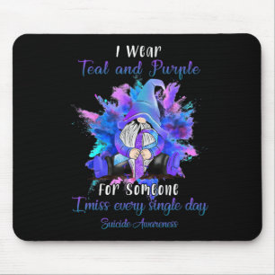 I Wear Teal Purple For Someone Gnome Suicide Aware Mouse Pad