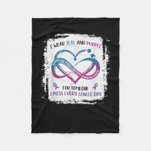 I Wear Teal Purple For Someone I Miss Every Single Fleece Blanket