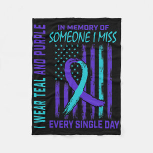 I Wear Teal Purple For Someone I Miss Suicide Awar Fleece Blanket