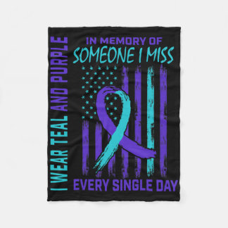 I Wear Teal Purple For Someone I Miss Suicide Awar Fleece Blanket