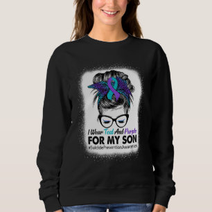 I Wear Teal Purple For Son Suicide Prevention Awar Sweatshirt