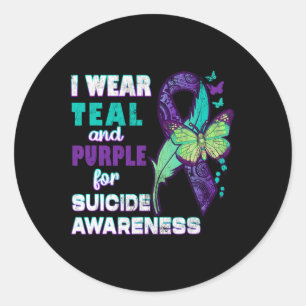 I Wear Teal Purple for Suicide Awareness You Matte Classic Round Sticker